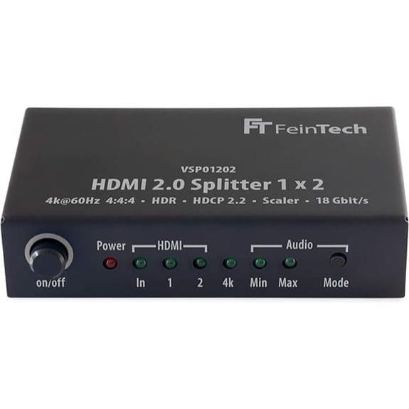 FeinTech HDMI 2.0 Splitter 1 x 2 with Down-Scaler 4K HDR UHD
