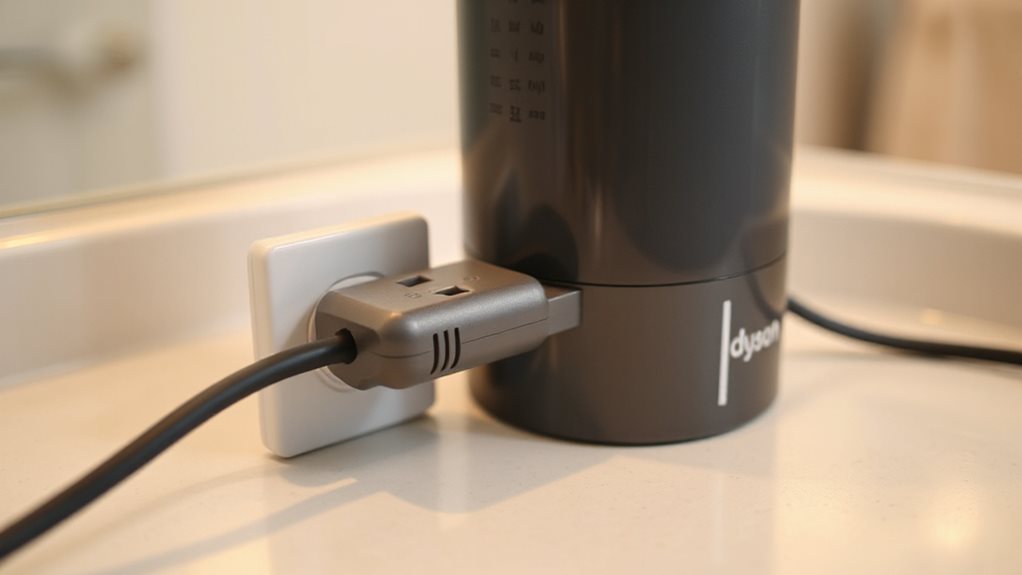 firm plugged in power cord