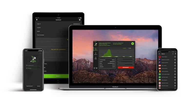 VPN app interface on multiple devices