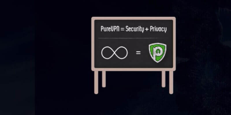Chalkboard showing PureVPN security and privacy message